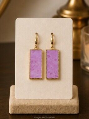 #532 HAND CRAFTED Earrings handcrafted handmade Resin Gold-tone Pink Metalic